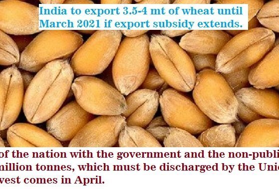 India to export 3.5-4 mt of wheat until March 2021 if export subsidy extends