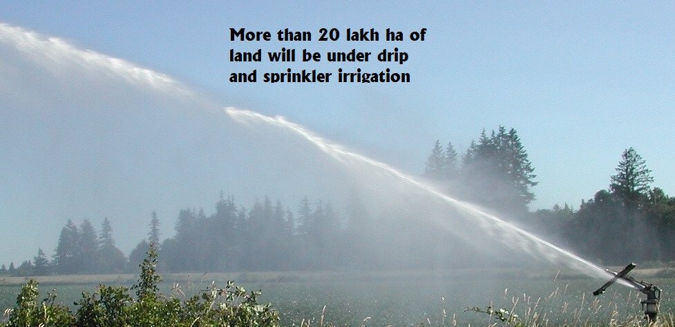 20 lakh ha of land will be under drip and sprinkler irrigation