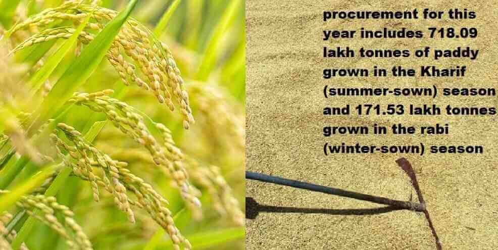 Govt purchased nearly 890 lakh tonne of paddy an all-time high at MSP-