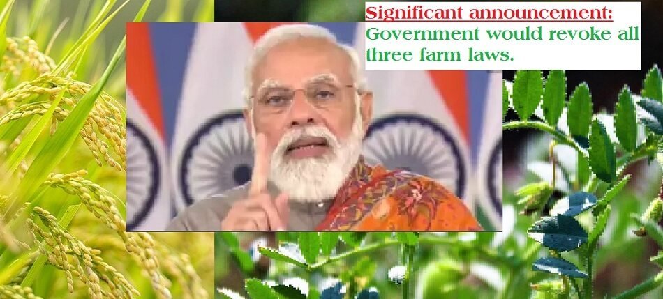 PM Modi made a significant announcement, revoke all three farm laws