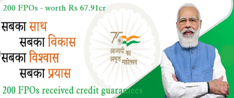 200 FPOs received credit guarantees worth ₹ 67.91cr
