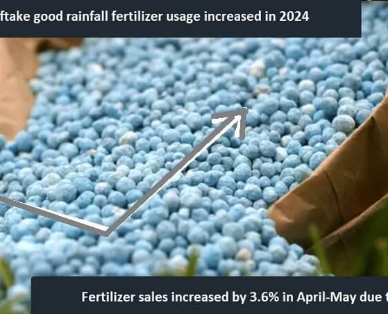 Fertilizer sales increased by 3.6 percent in April-May due to good rainfall in growing areas